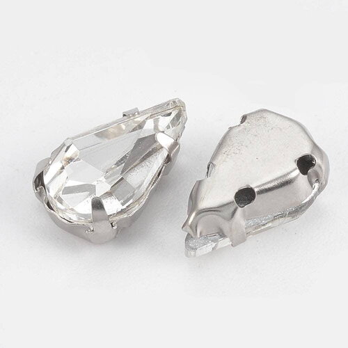 Cabochon cristal goutte, fournitures créatives,cabochon transparent,cristal,cabochon argent,cabochon à coudre,création bijoux,6x10mm-g21