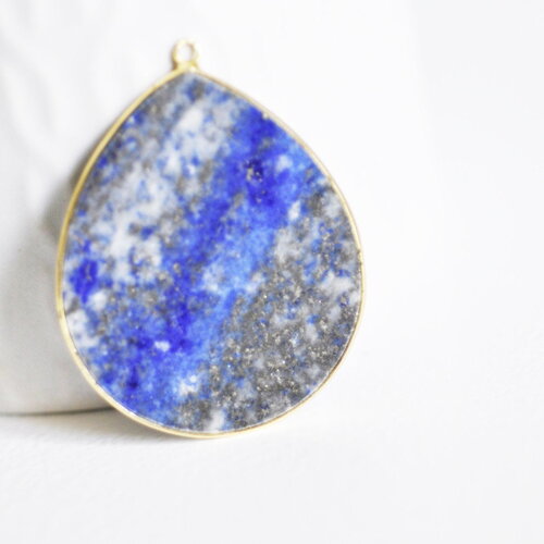 Pendentif goutte lapis lazuli naturelle 41mm, x1 (g2766)