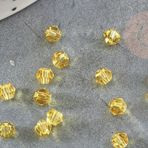 Perles cristal facette jaune, cristal autrichien, perles bicone, perles cristal toupies ,4mm x20 g4684