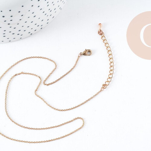 Chaine complète forçat avec fermoir cuivre brut 2mm/80cm,chaine complète pour création collier diy x1 g8315