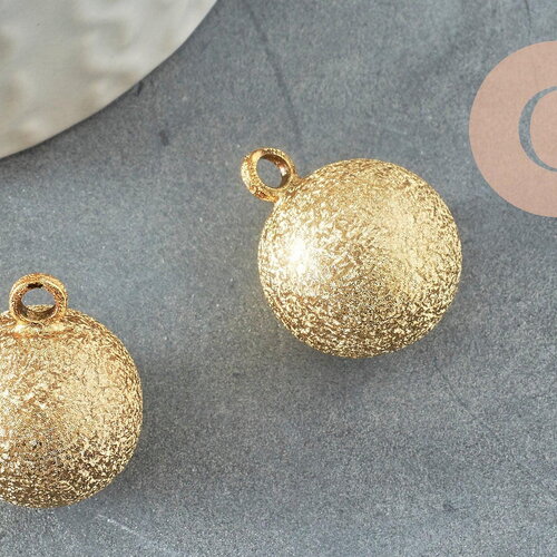 Pendentif rond bola harmonie carillon en laiton doré sablé 22mm, création bijoux grossesse, x1 (g9506)