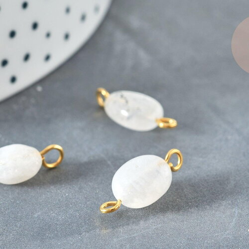 Pendentif connecteur pierre de lune naturelle blanche nuggets 14-18 mm, pendentif bijoux pierre, x1 g7355