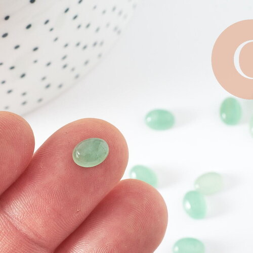 Cabochon ovale aventurine naturelle 8x6mm, création bijoux pierre naturelle, x1 (g10179)