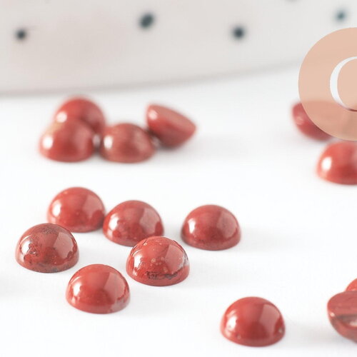 Cabochon rond jaspe rouge naturel 4mm, cabochon rond en pierre naturelle, x1 (g10036)