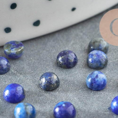 Cabochon rond bleu lapis lazulis naturel 4mm, cabochon pierre naturelle, x1 (g2655)