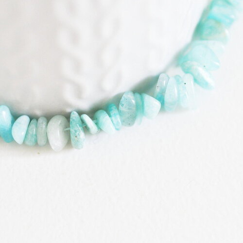 Perles chips amazonite naturelle 5-14mm, pour fabrication de bijoux pierre, fil 40 cm x1 (g5180)
