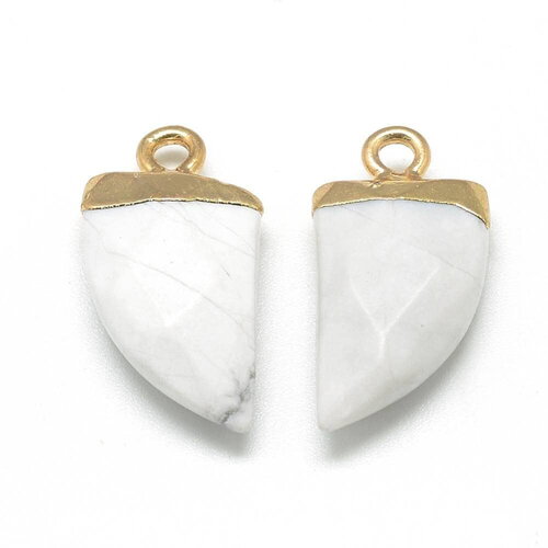 Pendentif corne howlite blanche, fournitures créatives,pendentif bijoux, pendentif pierre, howlite naturelle, pendentif howlite,21mm-g2016