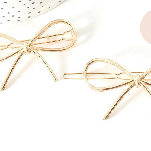 Support de barrette clip noeud en fer doré sans plateau 59mm, x1 (g7740)