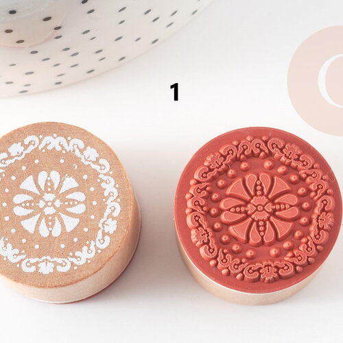 Tampon bois dentelle, fournitures créatives, tampon mariage, décoration faire-part,3cm, x1 g0334