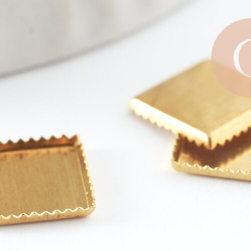 Supports de cabochons carrés laiton brut 8mm, fournitures cabochonsans nickel, x20 (1.8g) g1267