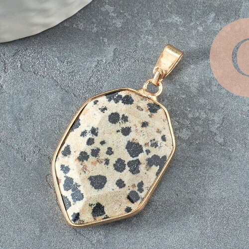 Pendentif hexagone jaspe dalmatien,pendentif pierre,jaspe naturel,pendentif jaspe,pendentif géométrique,30mm, x1 g1472