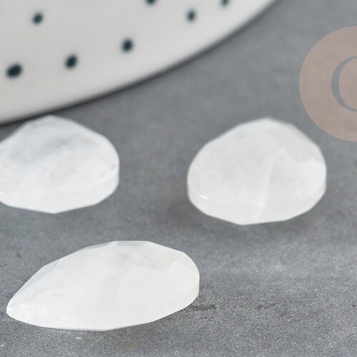 Cabochon goutte quartz facetté 18mm, cabochon goutte,cabochon cristal de roche,quartz naturel, x1 g5398