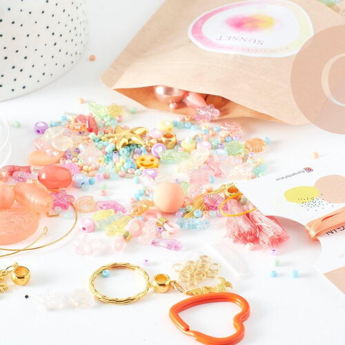 Kit mix de perles sunset, coffrets et kits pour la création de bijoux fantaisie diy, x1 g9412