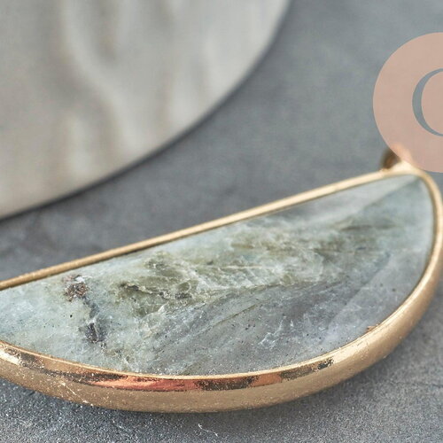 Pendentif demi-lune labradorite naturelle laiton doré 36mm,creation bijou pierre naturelle x1 g0447