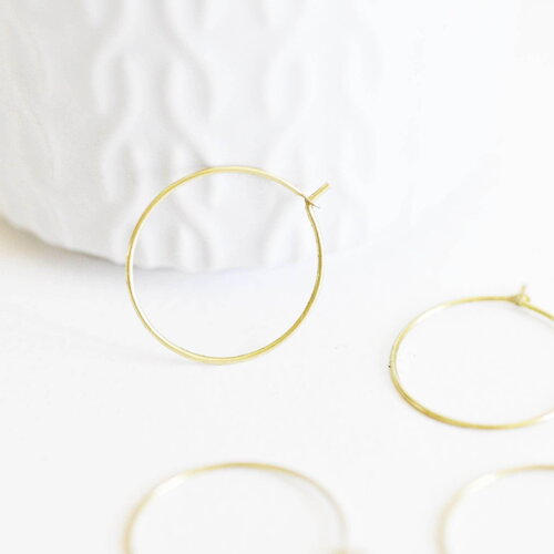 Boucles créoles laiton brut 20mm, x10 (g3730)
