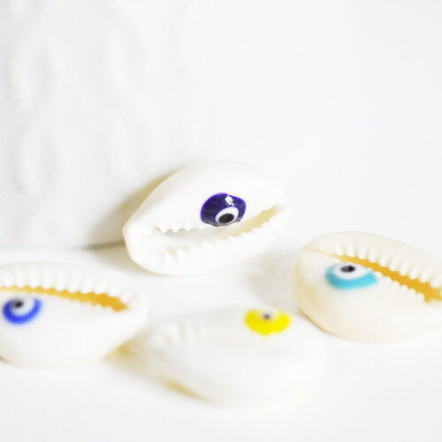 Coquillage cauris ouvert oeil chance,coquillage naturel,porte bonheur,bijoux plage vacances,18-22mm,x 10 (g2058)