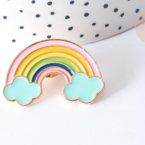 Broche arc-en-ciel zamac doré 23x33mm, x1 (g7846)