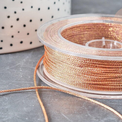 Cordon cuivre métalisé tressé cuivre polyester 1mm, x1 mètre (g8171)
