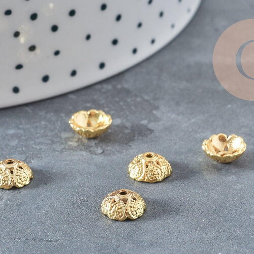 Perle intercalaire fleur zamac doré 8x3.5mm, fabrication de bijoux, x10 g8881
