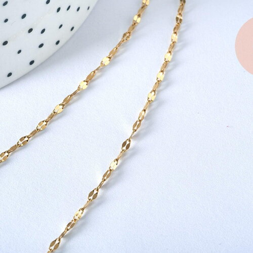 Chaine complète acier dorée 14k fantaisie,collier doré,sans nickel,acier doré,chaine complète,2mm,50cm, x1 g2995