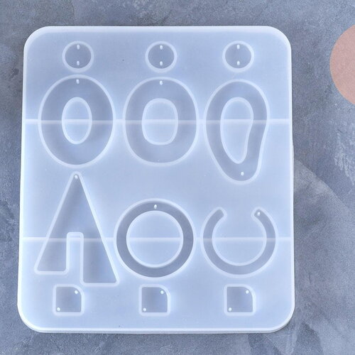 Moule pour fabrication boucles formes géométriques résine, moule en silicone pour réaliser des bijoux avec inclusion résine, x1 g5892