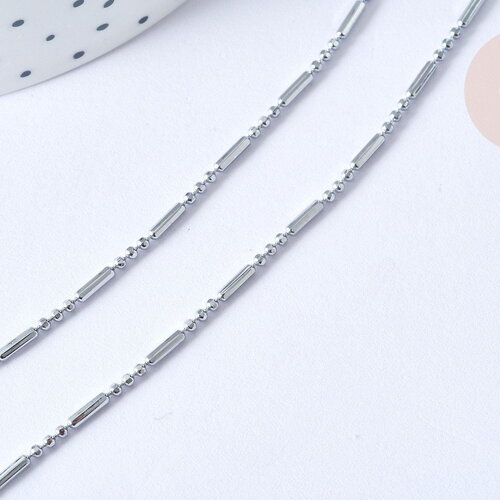 Chaine boule bambou acier 304 inoxydable argenté 45,7cm, chaine complète, 45,7cm, x1 g8021