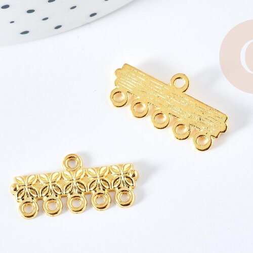 Intercallaire bracelet 5 rangs zamac doré 10mm, des fournitures pour création bijoux, x2 g8790