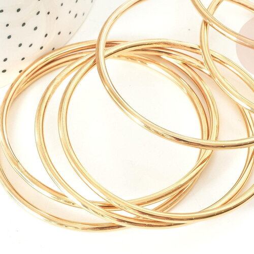 Bracelet jonc 3mm acier doré 66mm x1 (g7736)
