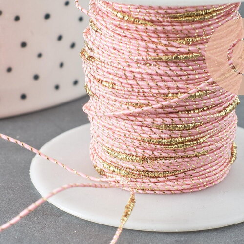 Cordon rose or, fabrication bijoux, création bijoux,ruban mariage, scrapbooking, largeur 1.5mm, x1 ou x5 mètres g1168