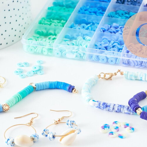 Kit mix de perles heishi bleu océan x1 g9609