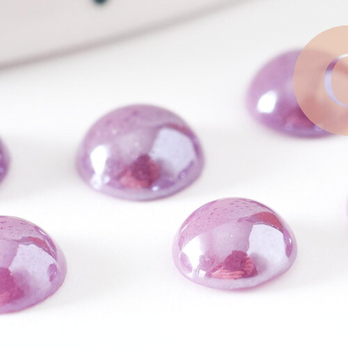 Cabochon dôme rond porcelaine irisé, cabochons, porcelaine violette, fait main,9mm, x20 (3 gr) g1550
