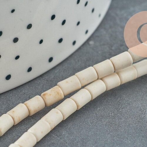 Perles rondelles howlite blanche synthétique ,perle pierre heshi en howlite synthétique, fil de 40cm, 5x3mm, x1 g5569
