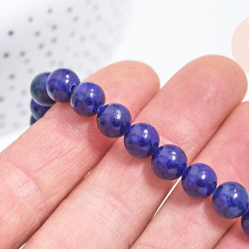 Perle lapis lazuli ronde 8mm,lapis bleu,pierre naturelle, perles pierre,lapis naturel,le fil de 20 cm (g5747)
