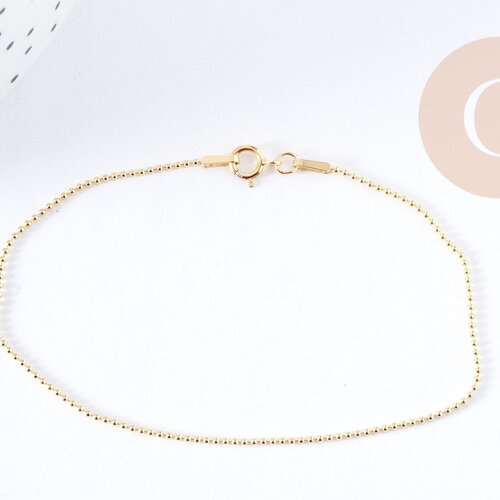 Bracelet chaine boule avec fermoir dorée gold-filled 17.8cm x1 (g8213)