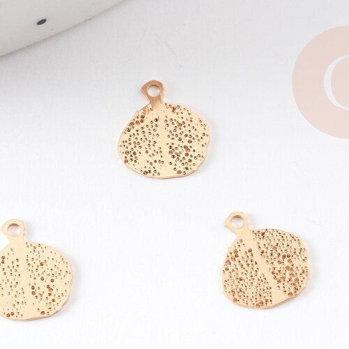 Pendentif estampe filigrane feuille dentelle laiton doré 9mm, pendentif très fin et léger pour création de bijoux diy x2 g9200