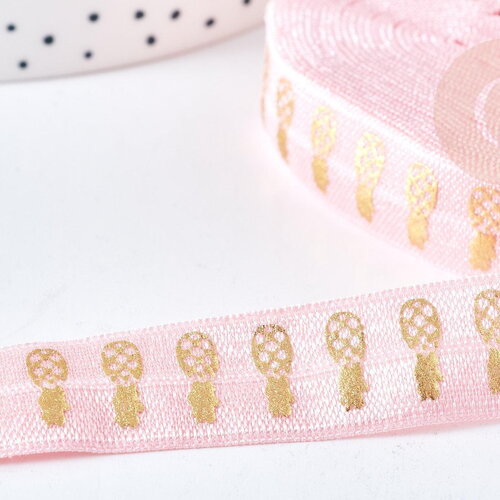Ruban élastique rose doré ananas efjf 16mm,bracelet evjf,ruban mariage, scrapbooking, 1/5/10 mètres g8307