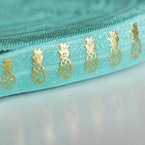 Ruban élastique vert or ananas efjf,bracelet evjf,ruban mariage, scrapbooking,16mm, 1/5/10 mètres g1359