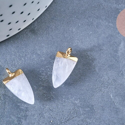 Pendentif pointe cristal de roche facettée fer doré 21mm, pendentif bijou pierre naturelle, x1 g7410