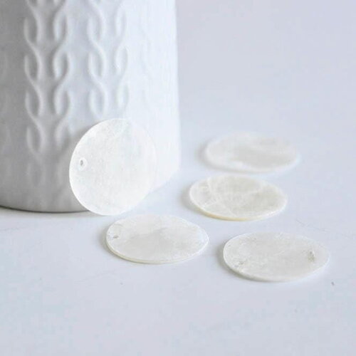 Pendentif rond nacre blanche, pendentif coquillage blanc, coquillage naturel,création bijoux, 30mm,lot 10-20-50- g0358