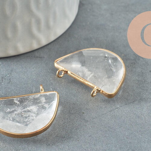 Pendentif demi-lune cristal de roche naturel 32mm,creation bijou,pendentif pierre naturelle, cristal naturel, x1 g0855