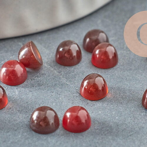 Cabochon rond agate naturelle teintée orange foncé 5mm, cabochon création bijoux pierre naturelle, x1 (g9965)