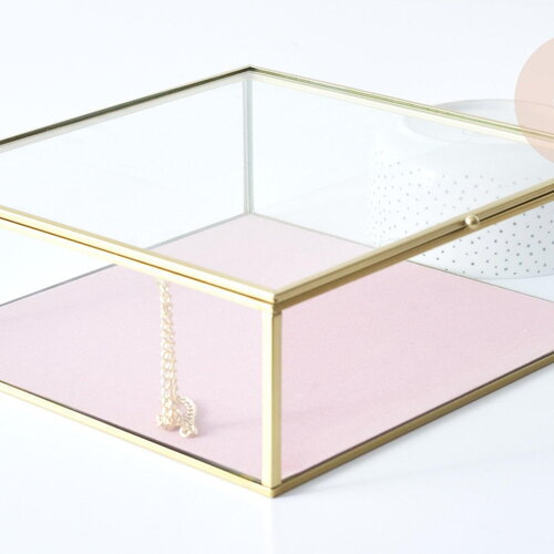 Boite à bijoux en verre carrée 23cm x1 (g8546)
