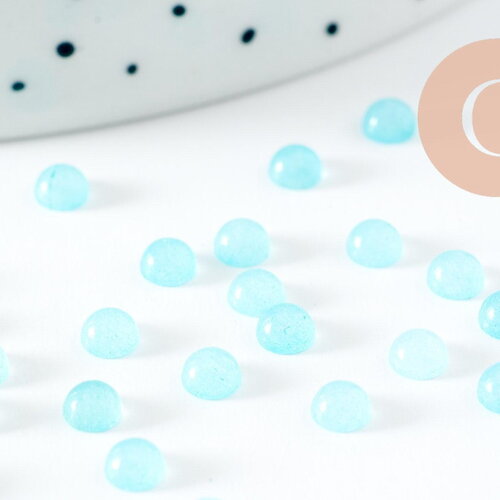 Cabochon rond jade naturel bleu turquoise clair 4mm, cabochon pierre naturelle, x1 (g9958)