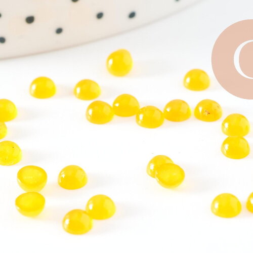 Cabochon rond jade naturel jaune vif 4mm, cabochon pierre naturelle, x1 (g9955)