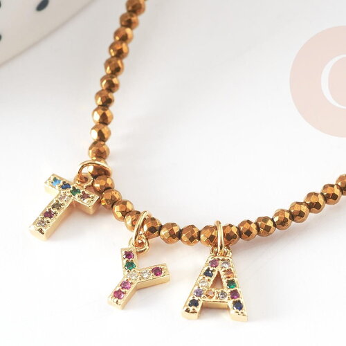 Kit bracelet vecchio doré personnalisé lettres zircon, coffrets et kits pour la création de bijoux fantaisie diy, la pochette (g8748)