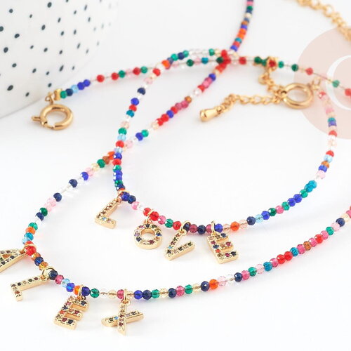 Kit bracelet vecchio multicolore personnalisé lettres zircon, coffrets et kits pour la création de bijoux fantaisie diy, la pochette (g8747)