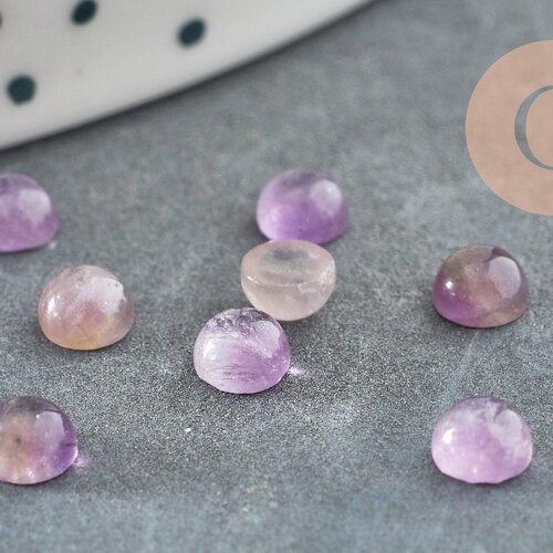 Cabochon rond amethyste, fournitures créatives, cabochon rond, amethyste naturelle, pierre naturelle,4mm, x1 g2820