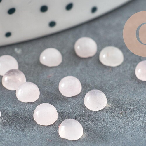 Cabochon rond quartz rose 4mm, cabochon pour création bijoux pierre rose, x1 g2232