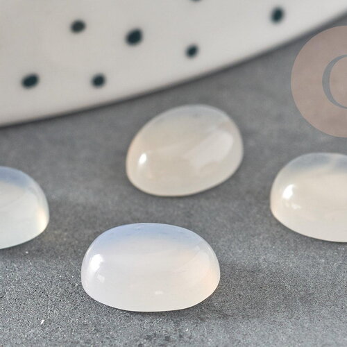 Cabochon ovale jade blanc naturel 10x8mm, création bijoux pierre naturelle, x1 (g1292)