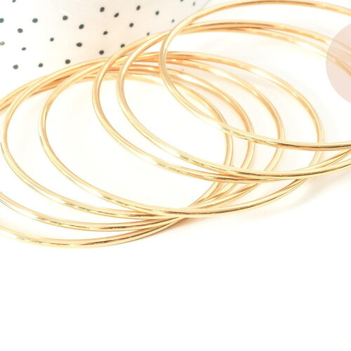 Bracelet jonc lisse rond acier 304 inoxydable doré 70mm, x1 (g7733)